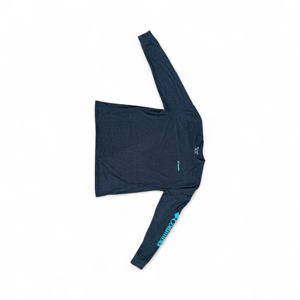 Columbia Men's Long Sleeve T-Shirt Heathered Gray‎ Blue Logo Outdoor Size XXL